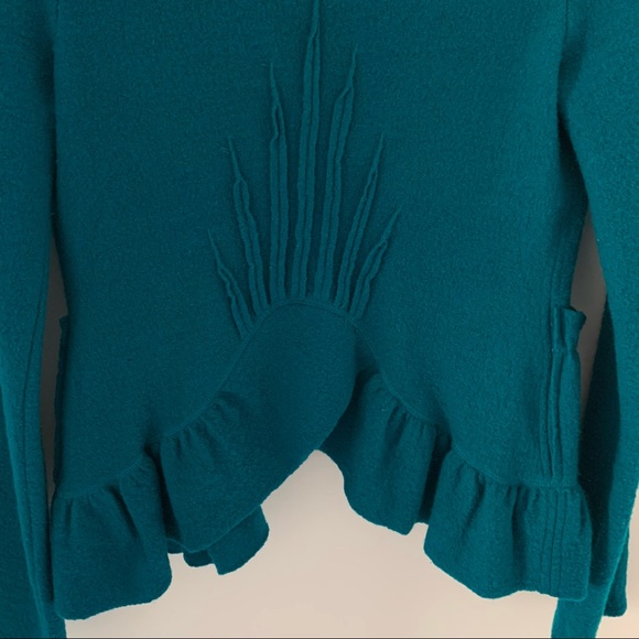Anthropologie ruffled teal cardigan - Picture 5 of 6